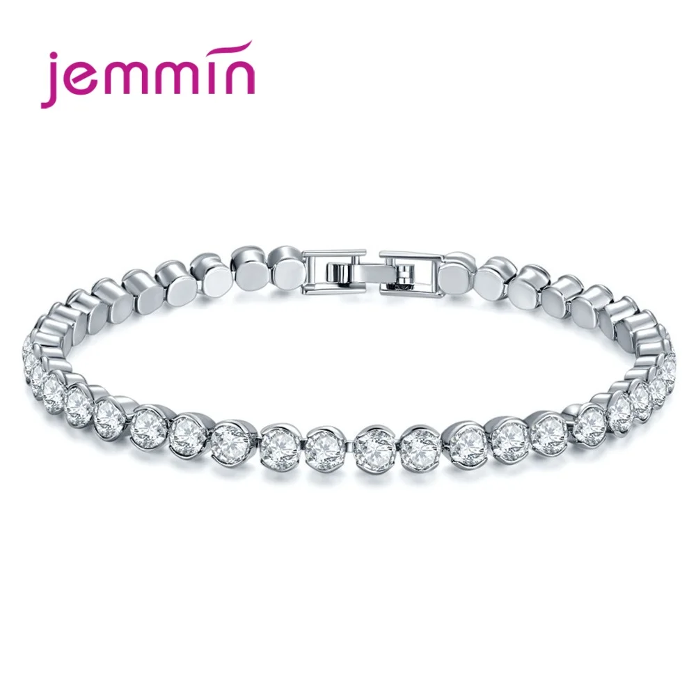 New Shinning Crystals Zircon Tennis Chain Bracelets Woman Fashion 925 Silver Wedding/Engagement Jewelry CZ Bangles 19cm