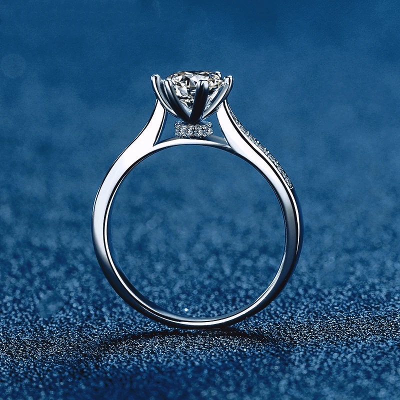 Geburtstagsgeschenk Platin PT950 Ringe für Frauen Edlen Schmuck Solitaire 1 Karat Moissanit Diamant Versprechen Ehering Mädchen Party