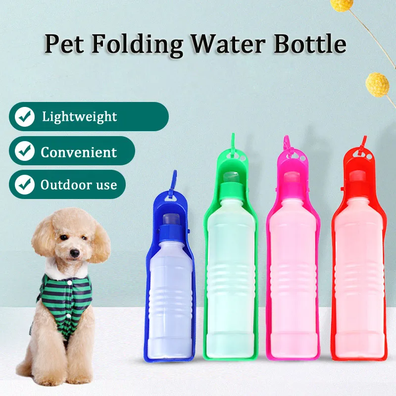 

Pet Dog Water Bottle Folding Drinker Outdoor Portable Plastic Water Bottle Puppy Travel Sports Drinking Fountain Dog Accessories