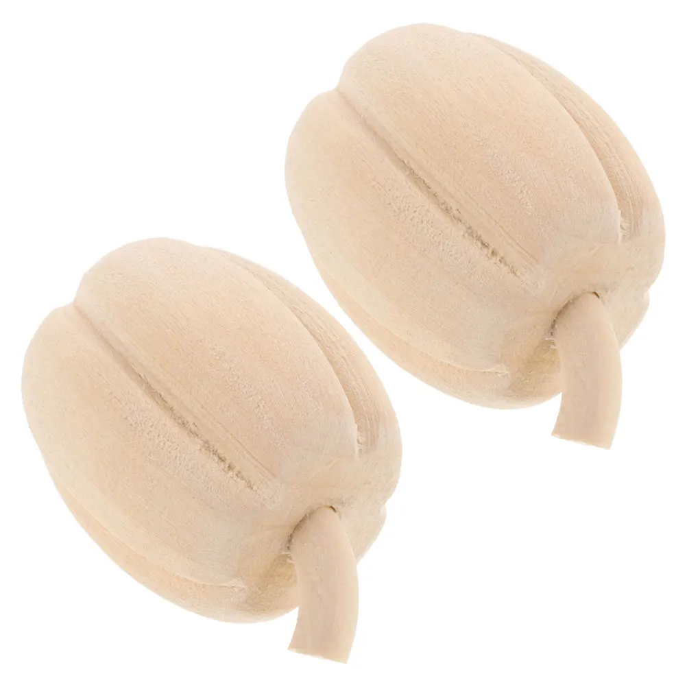 

2 Pcs Wood Pumpkins Wood Decor H crafted Decorations Autumn Crafts Halloween Room Office Wooden Carved Statues