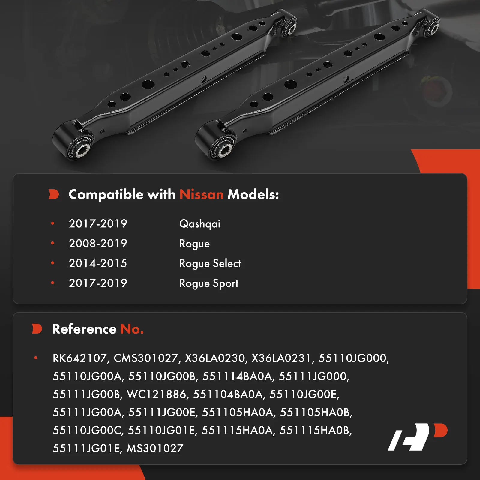 A-Premium 2x Rear Lower Side Control Arm for Nissan Rogue 2008-2019 Qashqai Rogue Sport 2017-2019 Rogue Select 2014-2015