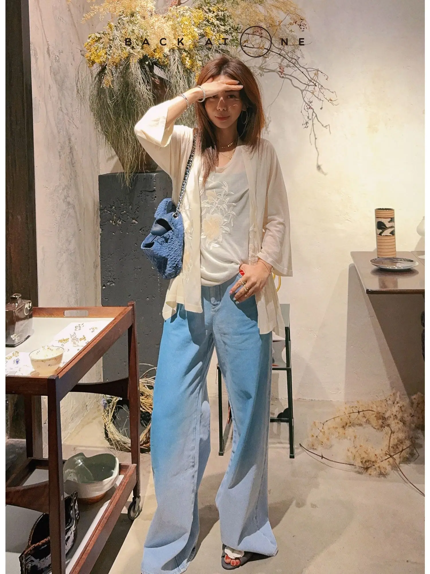 

Комплект из вязаного жилета и кардигана Tang Jialing Sister Mis Flower: модный комплект с длинными рукавами и круглым вырезом для женщин среднего возраста