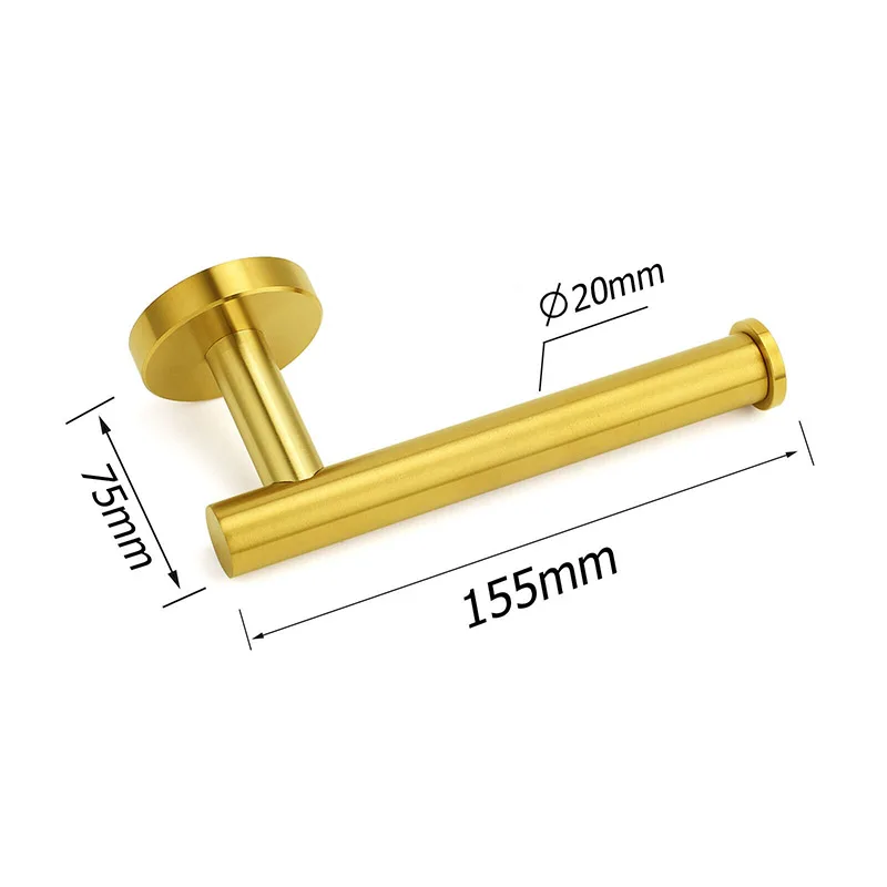 KYLINS Brushed Gold Bathroom Accessories SUS304 Toilet Paper Roll Tissue Holder Wall Mounted Towel Holder Bath Rack Paper towel