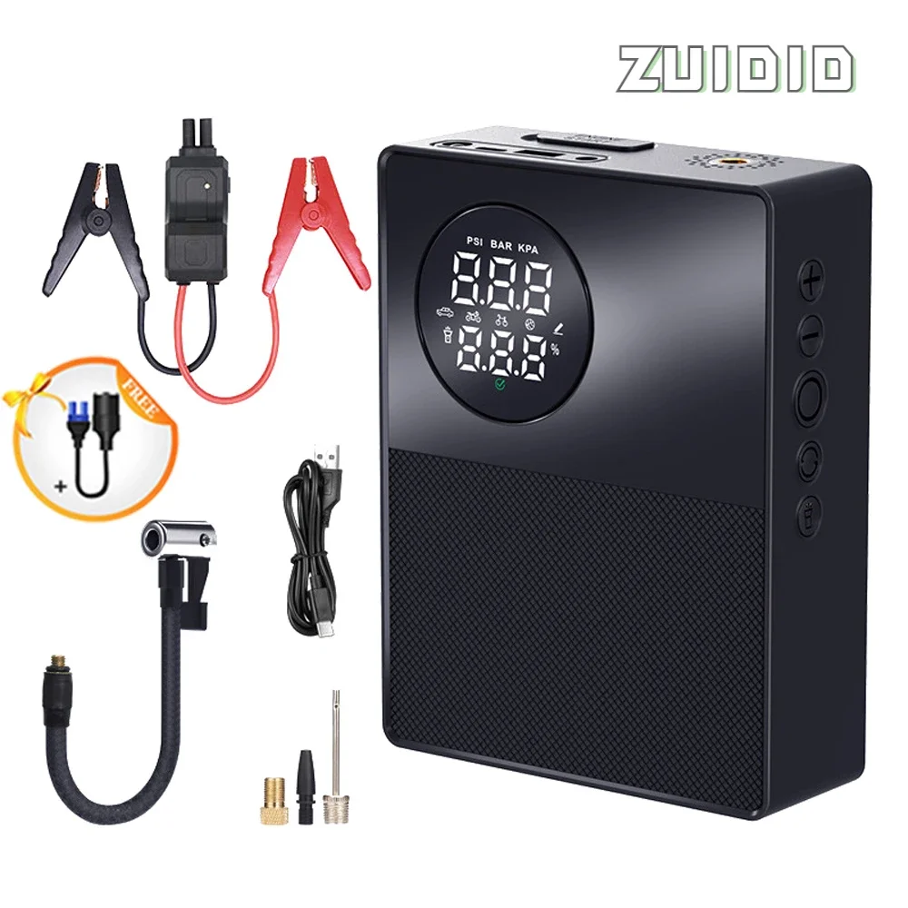 

Car Jump Starter With 150PSI Air Compressor Peaks 1000A Automobile Battery Booster Power With LED Light Digital Tire Inflator