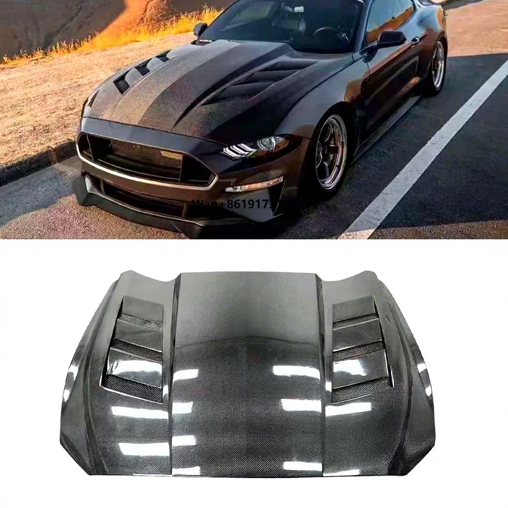 

AC Style Front Hood for Mustang 2015-2017 Carbon Fiber Body Kits Front Engine Hoods Bonnet Cover Car Bodykit