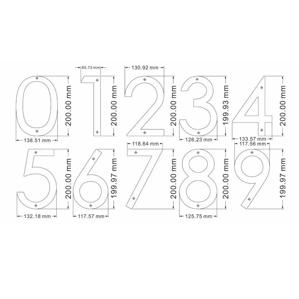 High Quality 8inch Alphabet Texture Number ABS Black Hotel Room Number Baking Paint Solid Numbers 0-9 Address Display - view 6