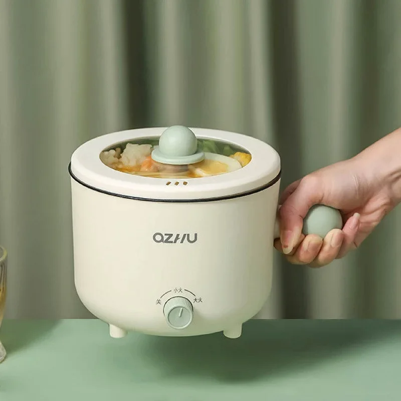 

Portable Mini Electric Hot Pot 2 Gear Non-stick Rice Cooker Multi-functional Electric Cooking Pot 1.8L Dormitory Noodle Cooker
