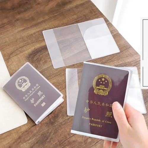 Imagen 2 del producto 2 unids/set Protector de pasaporte titular transparente viaje impermeable antisuciedad con ranura para tarjeta de crédito ID organizador de funda para pasaporte