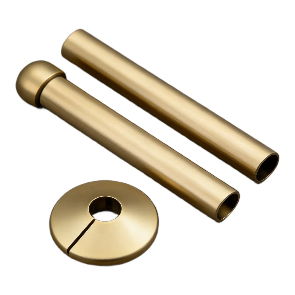 2PCS Brushed Gold Radiator Pipe Covers 15x200mm Decorative Sleeves For Towel Rack Heating Pipes Rust=Resistant Decorative Cover