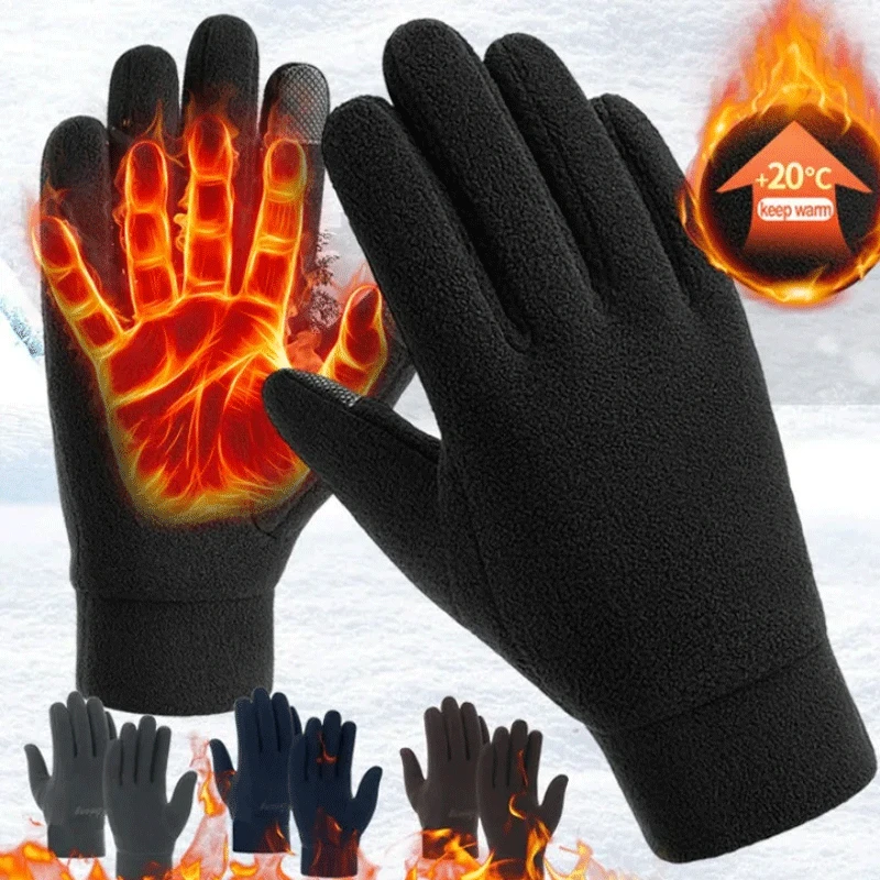 Fleece Thick Gloves Men Women Outdoors Thickening Snow Riding Ski Glove Winter Warm Cold-proof Protective Touchscreen Mittens