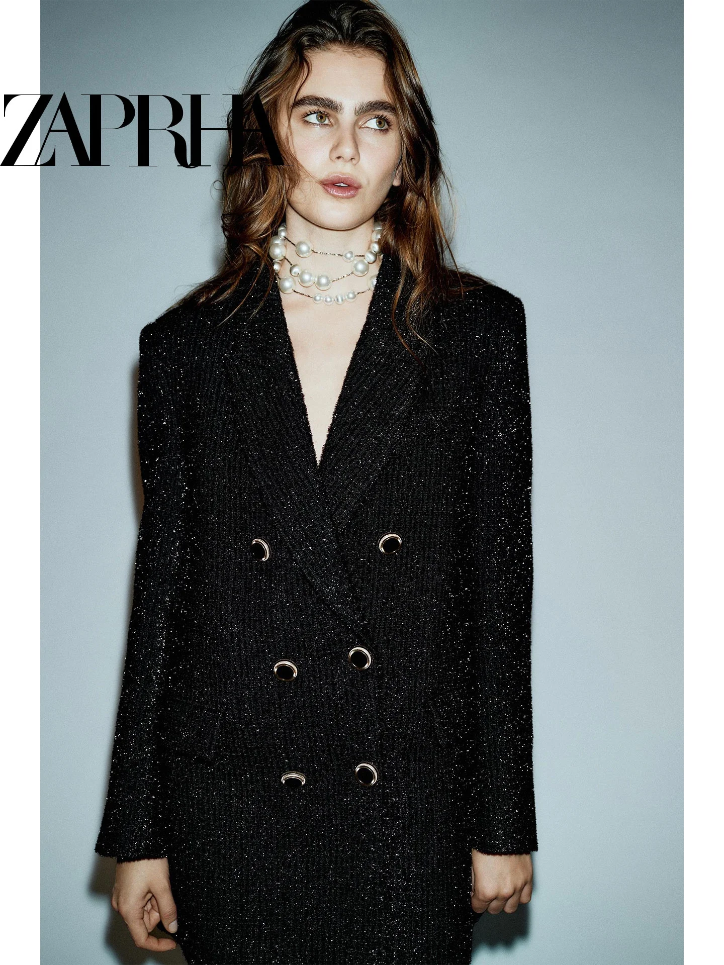 

Spring 2026 Loose Fit Double Breasted Metal Color Suit Jaet Women's Casual Sle Long Sve Commute Friendly Faionable