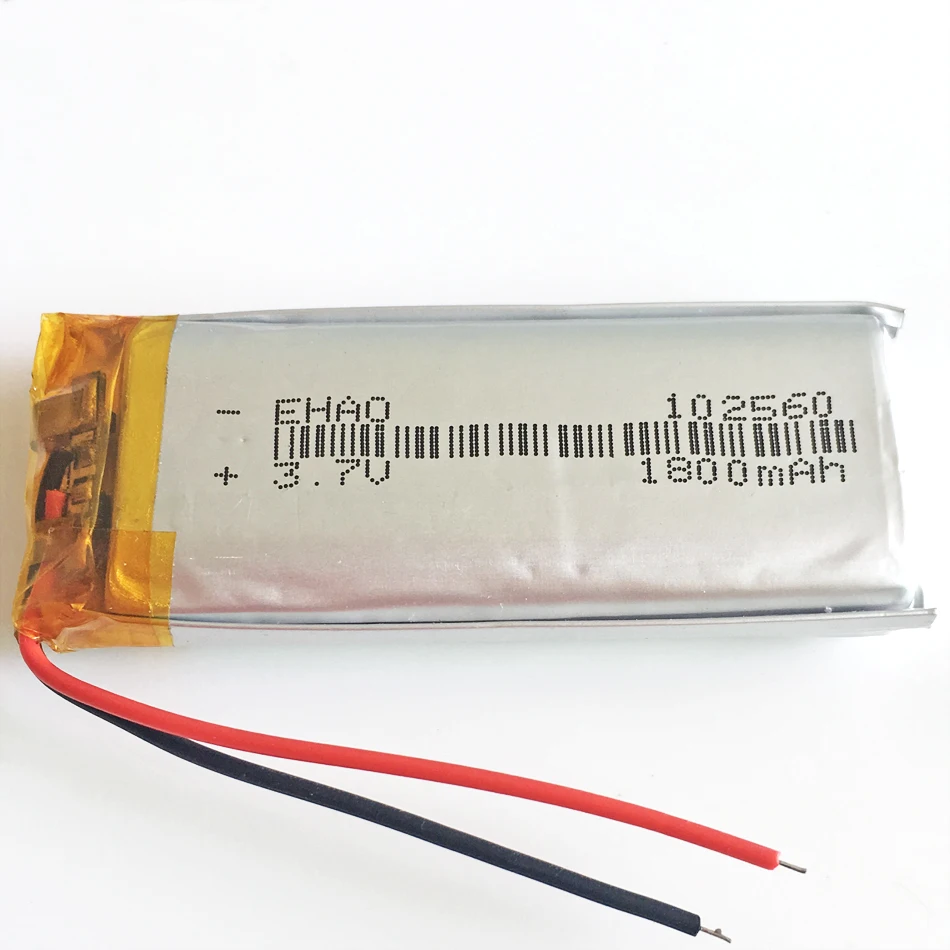 3.7V 1800Mah Lithium Polymeer Lipo Oplaadbare Batterij 102560 Voor Mp3 Gps Pad Dvd E-Book Bluetooth Speaker Recorder Led Light