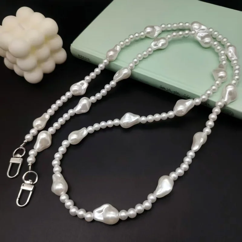 

Жемчужная цепочка для телефона, ремешок для сумки через плечо, длинный держатель для телефона с защитой от падения из бисера, стильный аксессуар для женщин и девочек