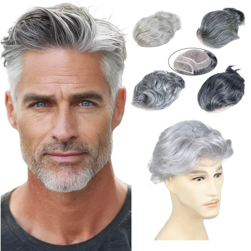 

Парик из натуральных волос, монобаза, 8x10 дюймов, для мужчин, с серой кружевом, цветами Pu, 1B 1B40 1B60 # 4 4T613 Парик для замены волос