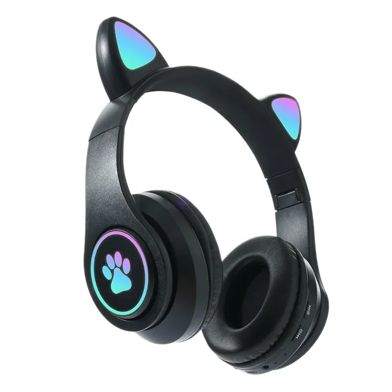 Audífonos Bluetooth con Orejas de Gato – Auriculares con LED y Micrófono, Cancelación de Ruido
