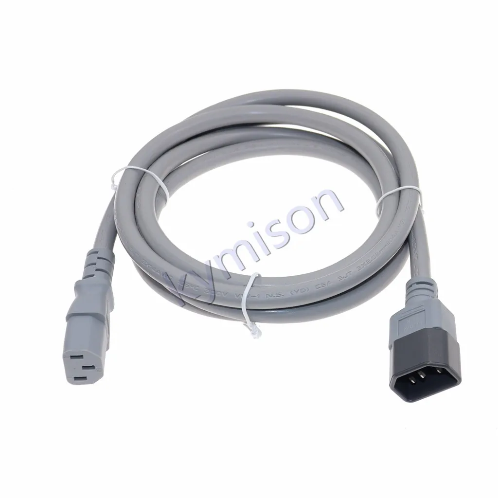 IEC320 C14 To C13 PDU UPS Extension Cable 15A 250V Male To Female 14AWG 3G2.08mm Grey 1.8m
