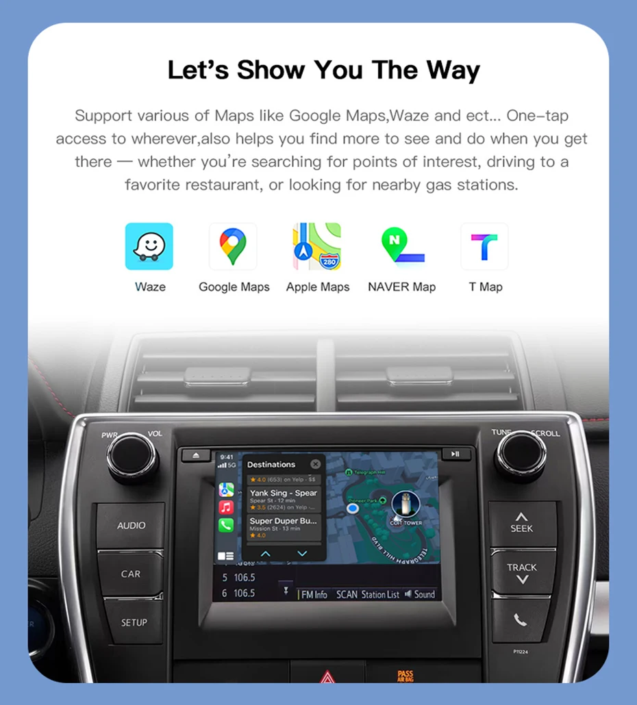 BONROAD Wireless Carplay Android Auto für TOYOTA CHR Corolla Camry Auris Prius RAV4 Avensis Highlander Touch2 Entune 2.0 Decoder – Detail 6