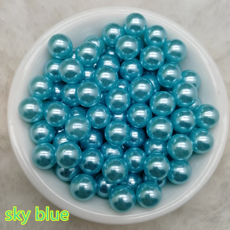 Hot 4 / 6 / 8 /10mm Sky Blue No hole Beads Acrylic Round Pearl Loose Beads For Jewelry Making DIY