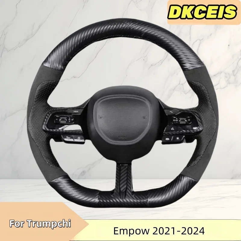 

DIY Car Steering Wheel Cover Carbon Fibre Suede Leather For GAC Trumpchi Empow 2021-2024 Steering Cross Wheel Braiding Cover