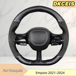 DIY Car Steering Wheel Cover Carbon Fibre Suede Leather For GAC Trumpchi Empow 2021-2024 Steering Cross Wheel Braiding Cover