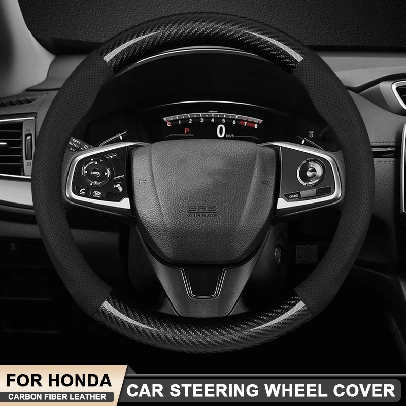 

Car Carbon Fiber Leather Steering Wheel Cover For Honda Civic Accord Insight Fit Jazz HRV CRV Elysion Prelude Vezel Jade Odyssey