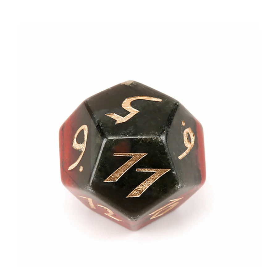 Spot Goods Natural Crystal D12 Dice Aventurine Rose Quartz Bloodstone Polyhedron Stone Dice Custom Font Symbol Pattern Logo