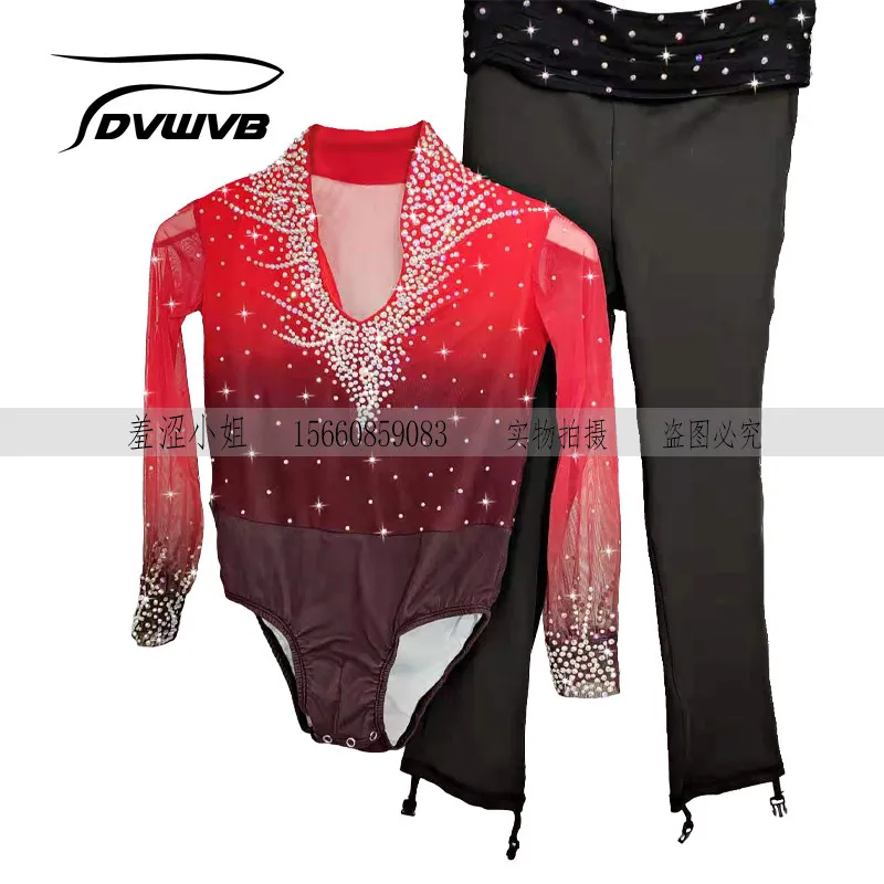 

Children's Figure Skating Costume Adult Men's Performance Suit Top And Pants Set 피겨 스케이팅 의상 Ice Skating Clothes