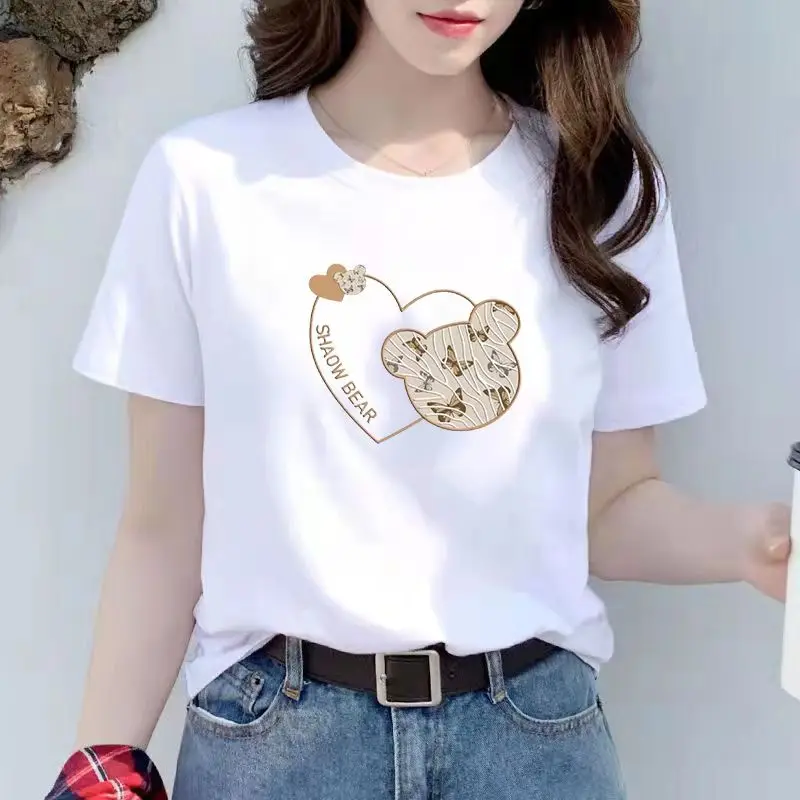 High-End Short-Sleeve T-Shirt for Important Occasions plus Size Women's Fashion Cotton Summer Top Guangzhou Thirteenth Factory