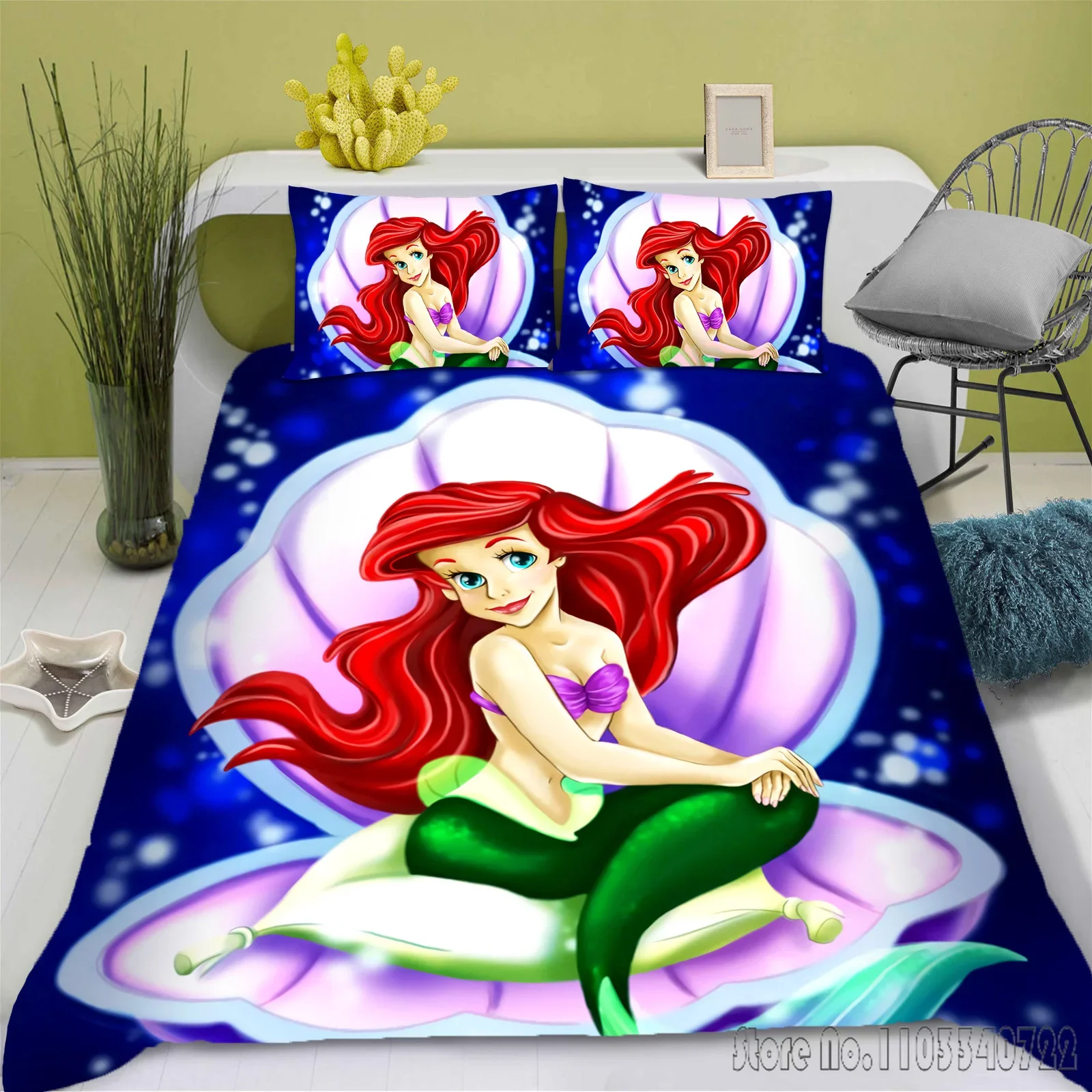 Pequena sereia disney king amor criança conjunto de capa edredão hd consolador capa roupas para crianças conjuntos cama decoração do quarto