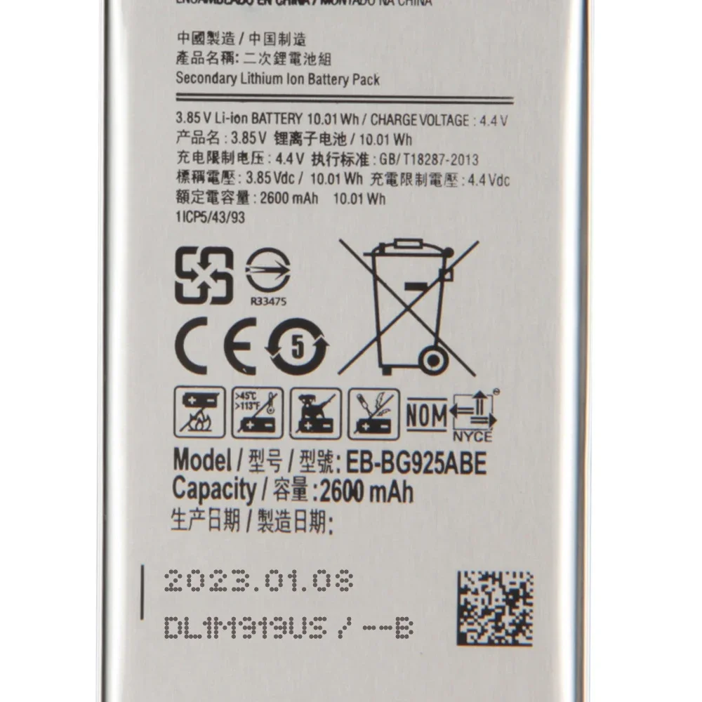 Replacement Battery For Samsung Galaxy S6 Edge G9250 G925K G925S G925FQ G925F G925L S6Edge G925V G925A EB-BG925ABA 2600mAh