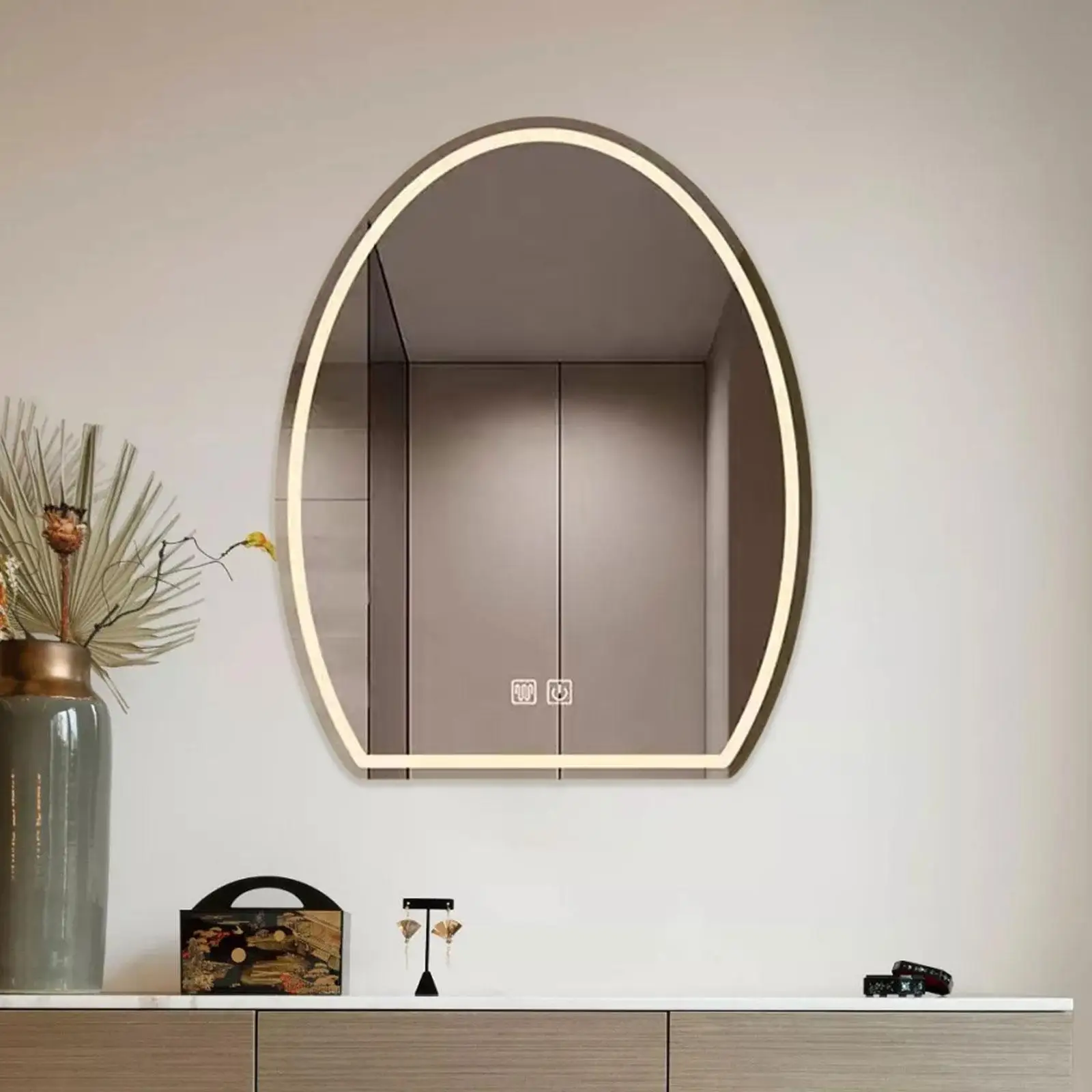 

LED Bathroom Mirror 3 Color Modes Hanging with Light Memory Function Anti Fog Makeup Mirror for Bathroom Dorm Hotel Home Bedroom