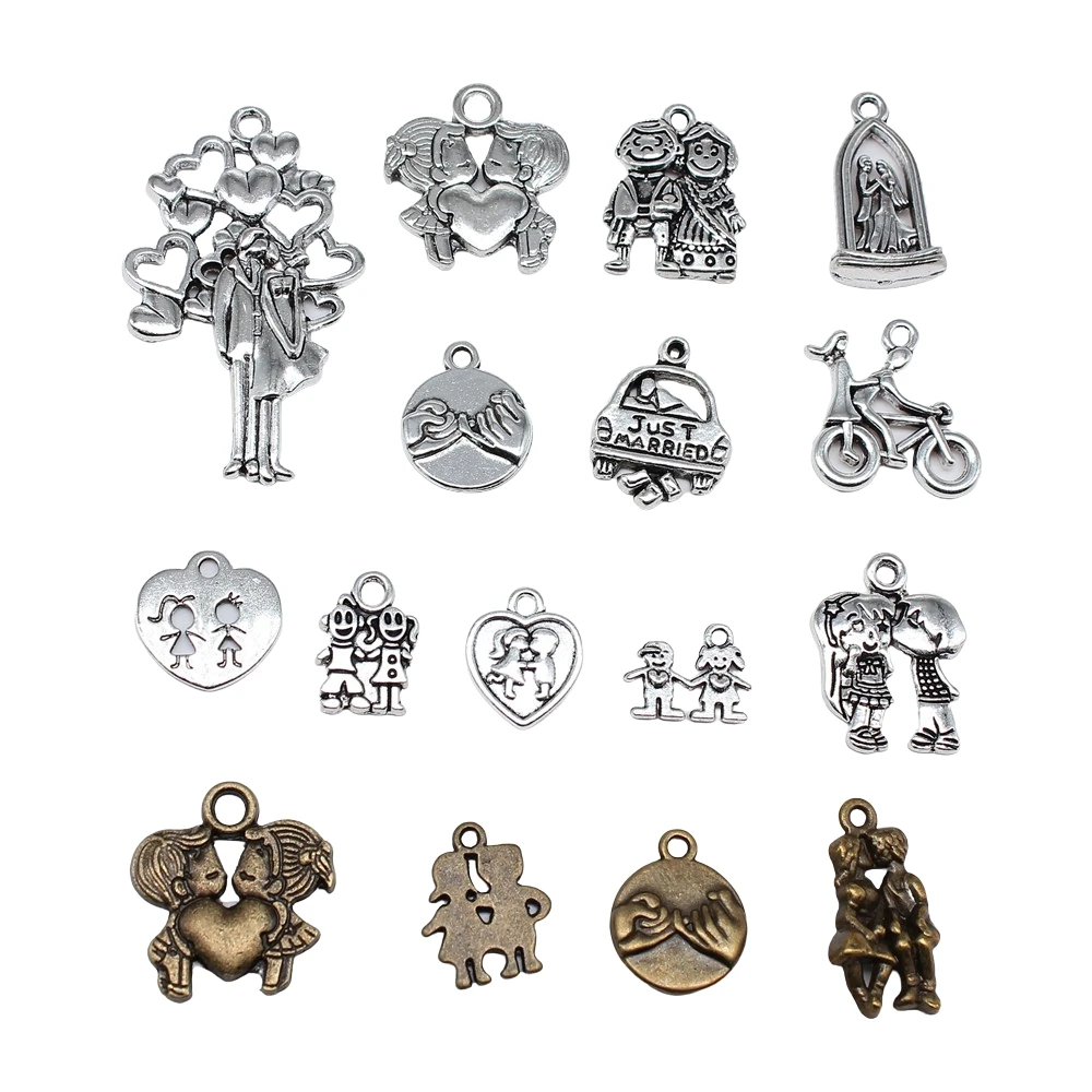 10 sztuk kochanek pary Charms wisiorek do tworzenia biżuterii chłopiec dziewczyna Charms całowanie Charms wisiorek DIY Handmade Craft
