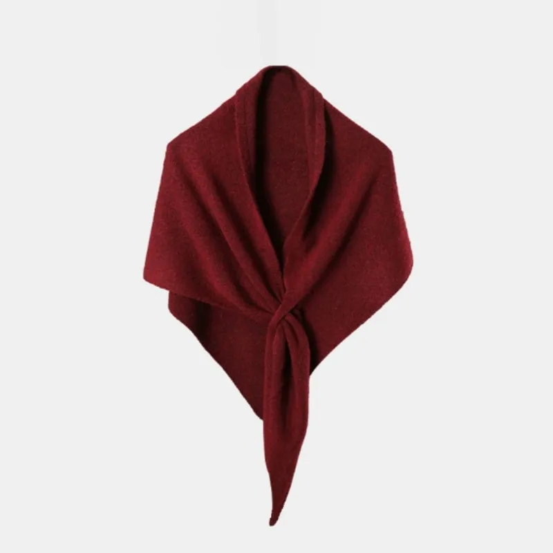 2027 Simple Solid Color Triangle Shawl, High Grade Outerwear Cape, Warm Wool Scarf for Autumn Winter