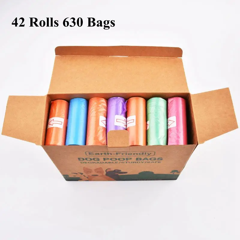 4-42 Rolls Dog Poop Bags Random Color Cartoon Paw Graphic Dog Poop Bags Pet Poop Bags Leak-Proof Dog Waste Bags For Pet Supplies