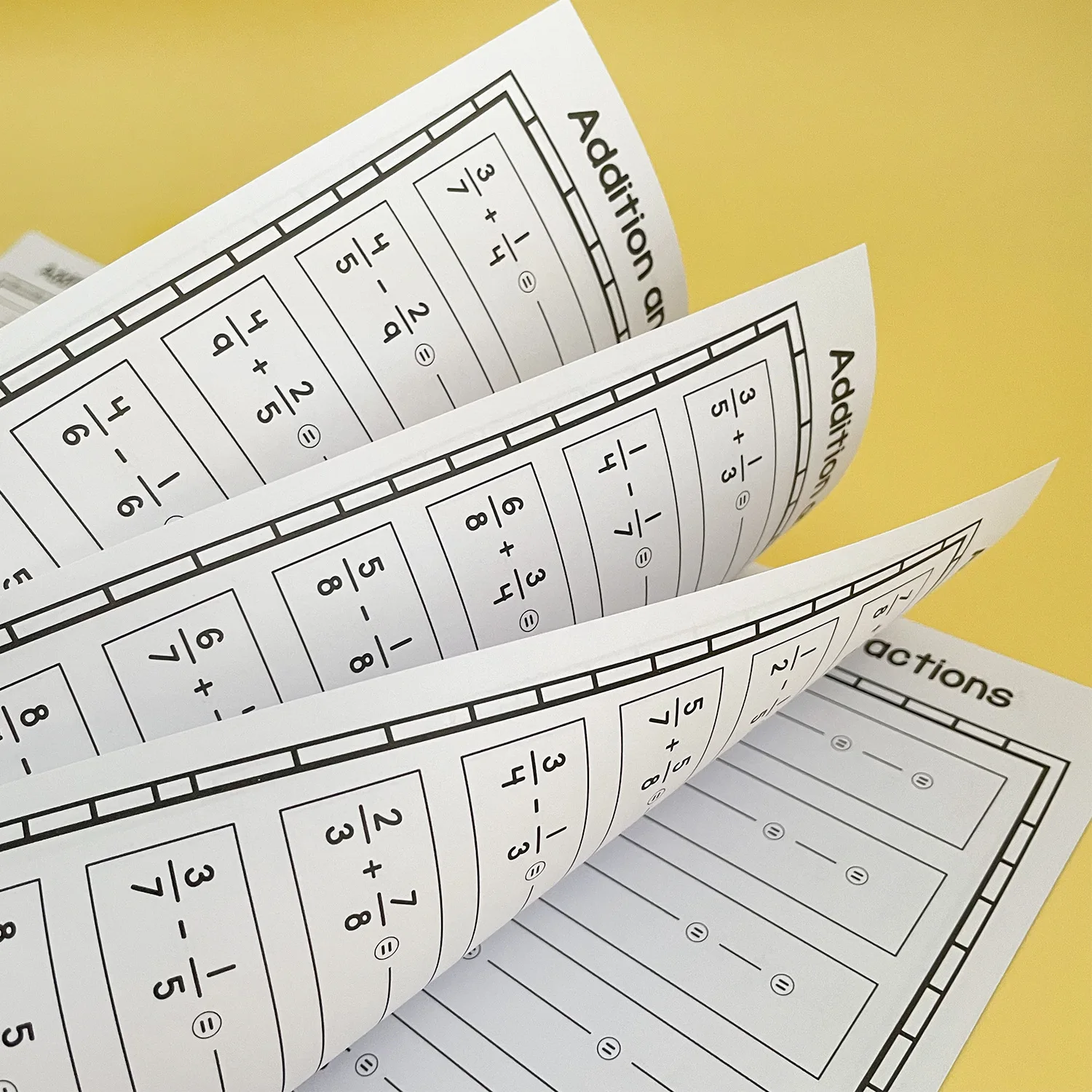 Kids Math Practice Book Adding and Subtracting Training Steps Decomposition Fractional Multiplication Division