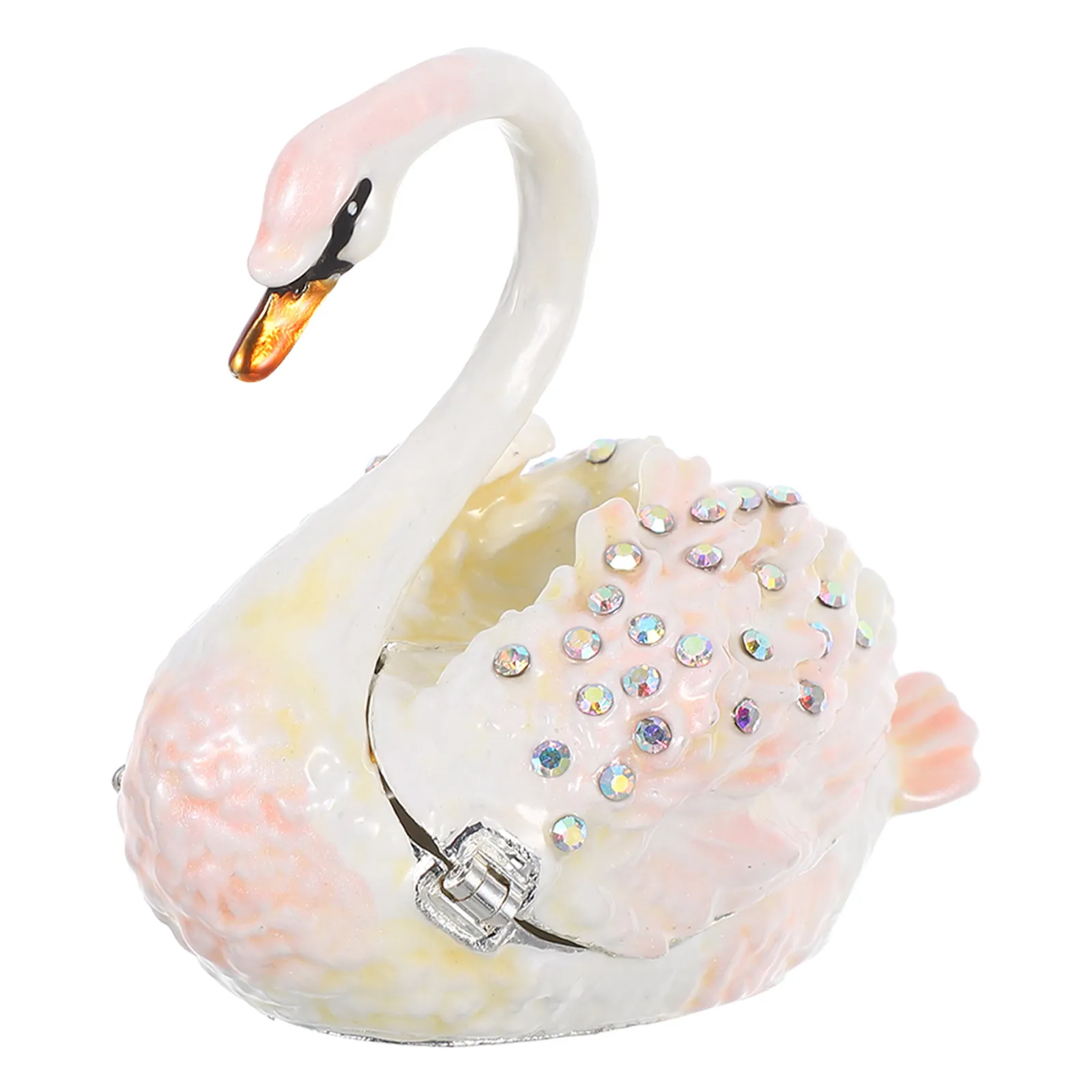 

1pcs Vintage Swan Shaped Jewelry Storage Alloy Desktop Trinket Holder For Women Wedding Gift Small Ring Box Desktop Décor