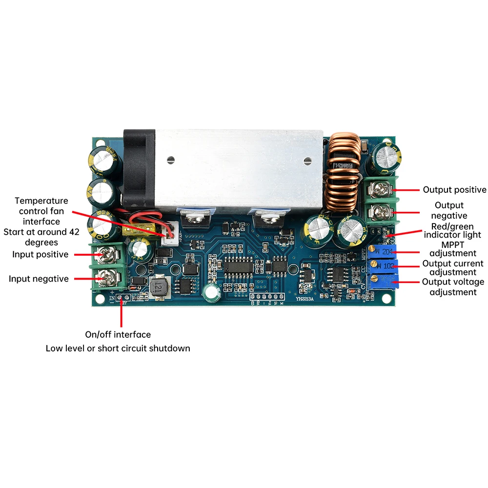 DC 10~75V to DC 2~60v 20A Buck Power Supply Voltage Current Adjustable Voltage Regulator Module MPPT Solar Controller