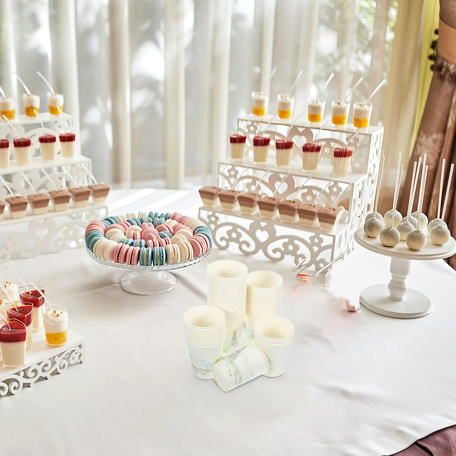 

50Pcs Disposable Paper Cups Perfect for Beverages Elegant Stylish Party Tableware Christmas Wedding Decor Paper Cup