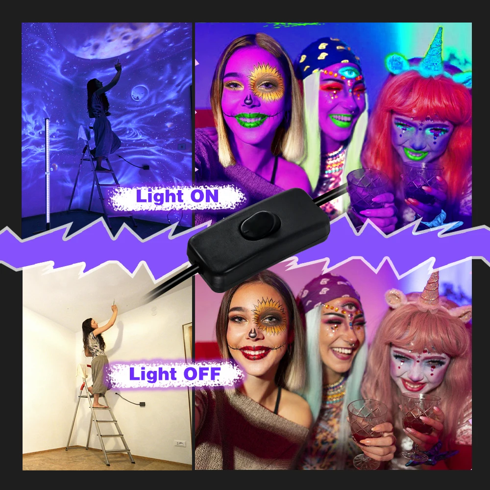 UV Light Tube High Quality For Blacklight Poster UV Art Bedroom Ultraviolet Light For Halloween Blacklight Club Spot Light