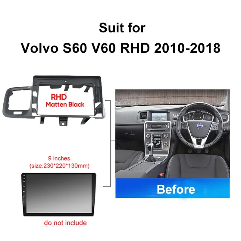 Car Radio wire harness cable adapter For Volvo S60 V60 2011 2017 Android 2 Din Stereo Mounting Bezel Faceplate Frame Kit panel
