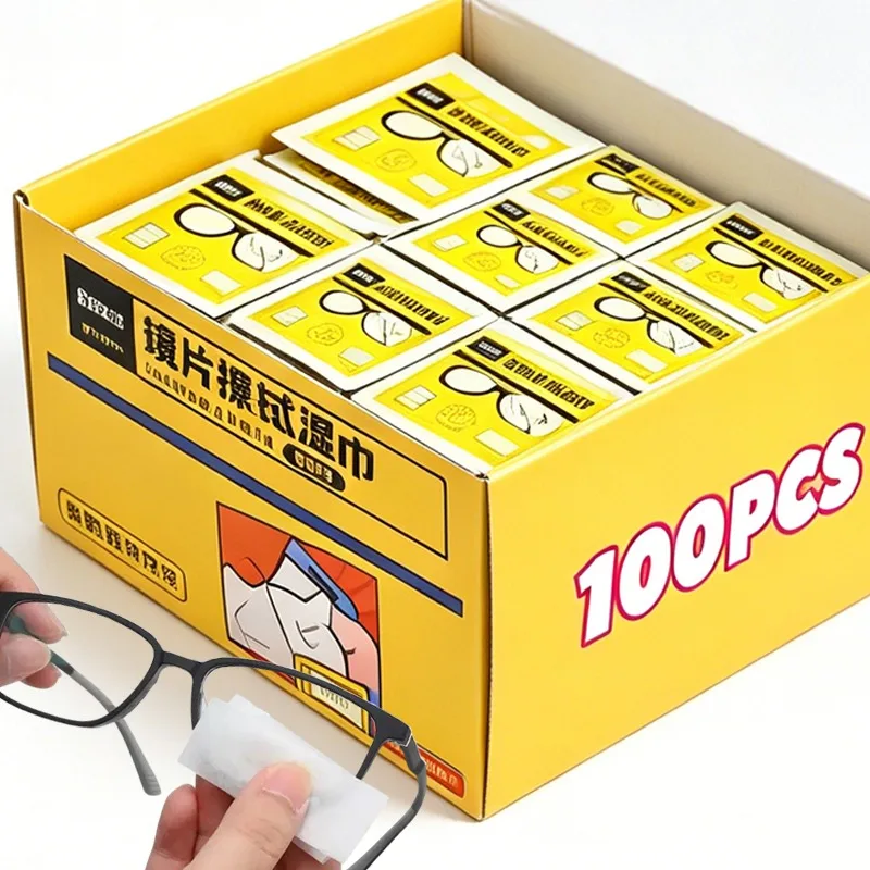 10/100pcs Non Scratch Lens Wipes Anti Fog Disposable Glasses Phone Screen Moisture Woven Residue Free Soft Cleaning Wipes