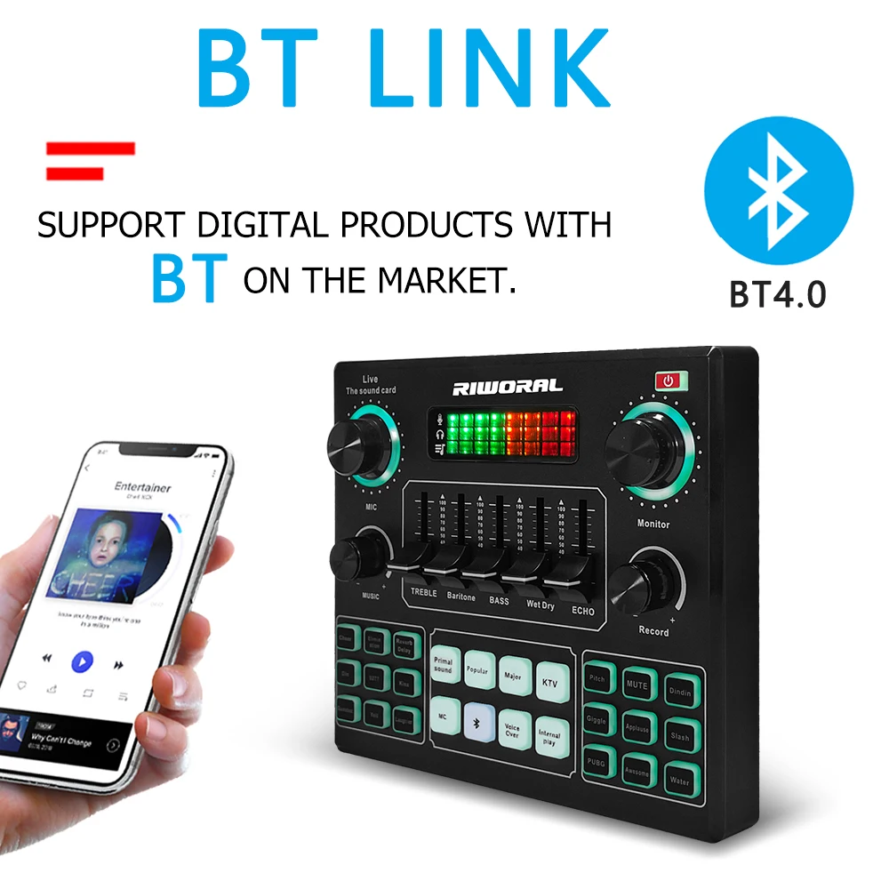 V9 professional live stream recording sound card hot-selling radio singing with noise reduction function