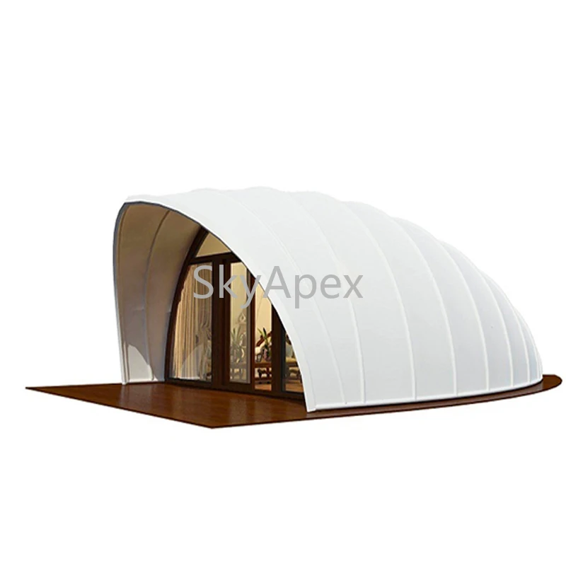 Custom Shape PVDF Shell Luxury Glamping Hotel Resort Safari Hunting Tent Waterproof UV Resistant Windproof for Large Group Event
