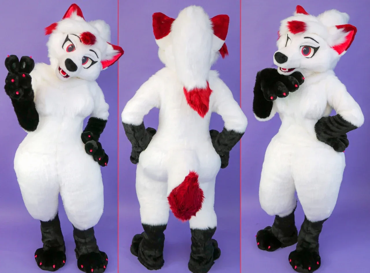 

Christmas Long Fur Husky Dog Fox Fursuit Furry Halloween Mascot Costume Suit Cosplay Fancy Dress Adult Outdoor Outfit Fur Suit