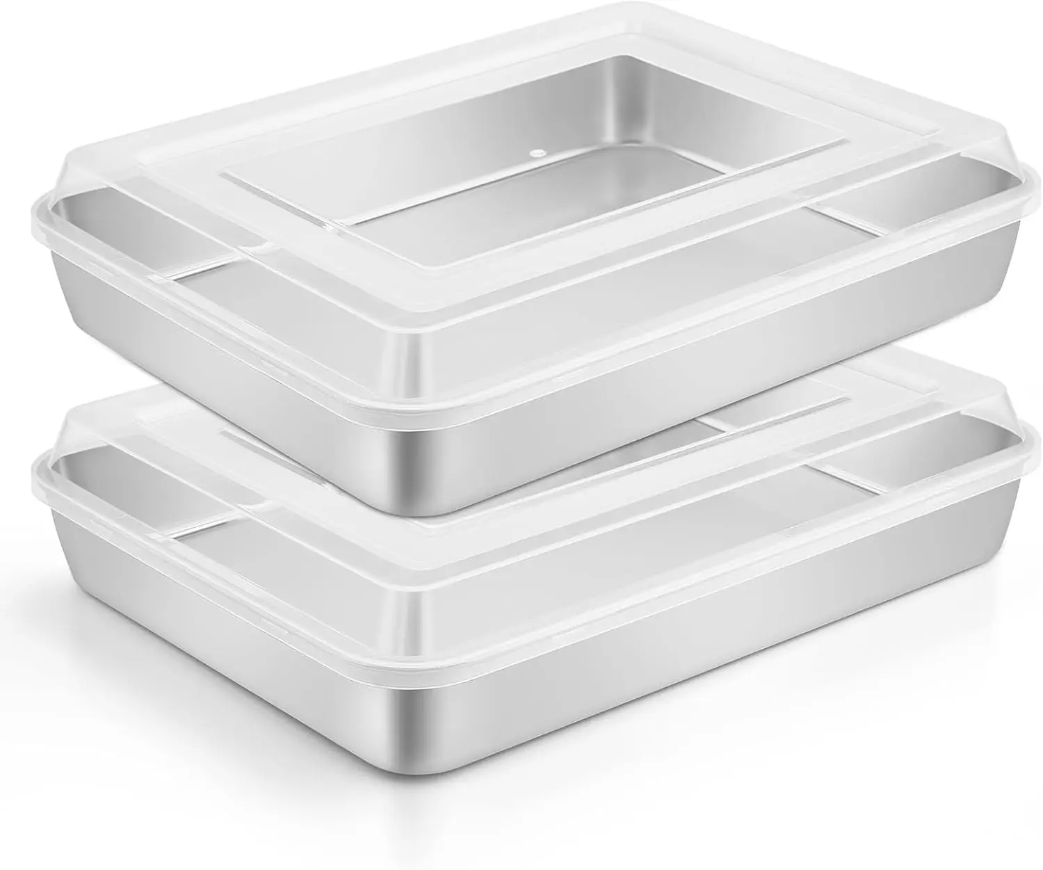 

Baking Pan with Lid Set of 2, 12⅓ x 9¾ x 2 Inch StainlSteel Cake Pan for Baking, Refrige & Oven Safe