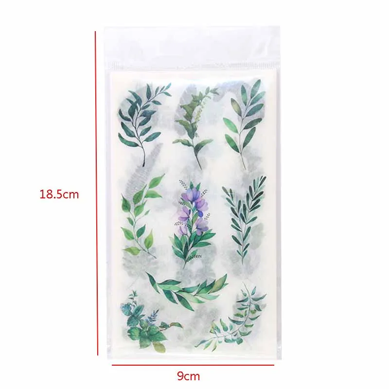 6 Sheets Diary Deco Washi Sticker Stationery Nordic Style Green Leaf Plant Aesthetic Stickers ing Accessories