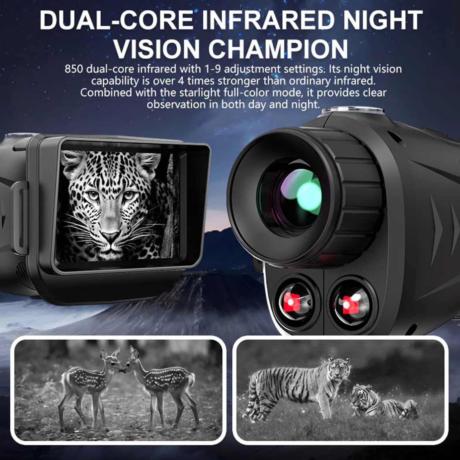 4K Infrared Night Visions Device with 2.8 Inch Large Screen 18X Digital Zoom Hunting Camera Digital Infrared Monocular Telescope