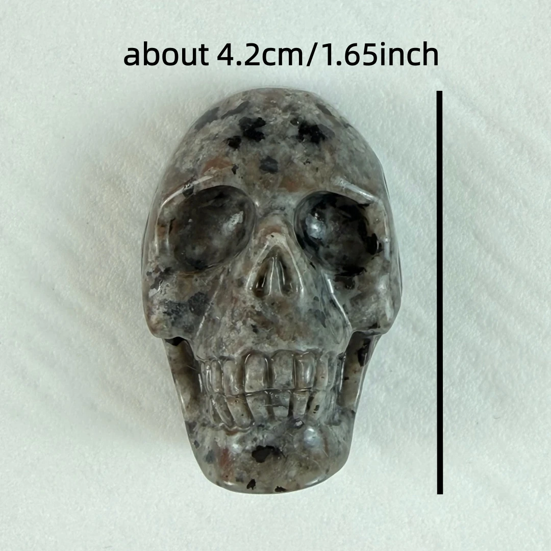 Natural Flame Stone Skull Carving UV Reactive Glow Crystal Skull Figurine Halloween Decor Healing Gemstone Mineral Specimen Gift