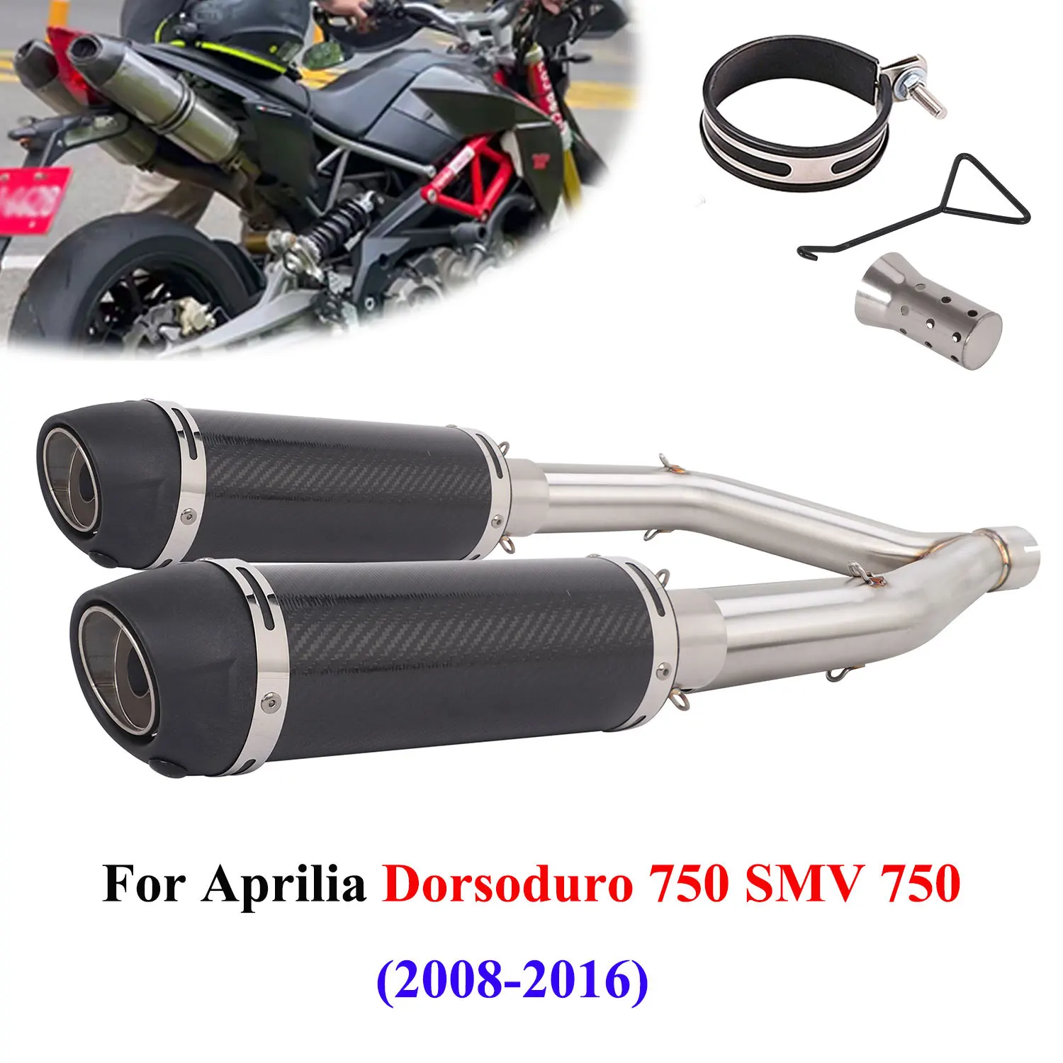 

Exhaust System For Aprilia Dorsoduro 750 SMV750 DD750 2008-2016 Motorcycle Exhaust Middle Link Pipe Escape DD750 Dual Mffler
