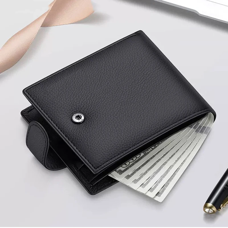 Herren-Lederbrieftasche, Echtleder-Geldbörsen für Männer, Reißverschluss-Geldbörse, RFID-Schutz, Kreditkartenhalter, Geldtasche – Detail 8